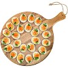 Acacia Wood Deviled Egg Platter, 24-Hole Round Tray with Handle for Easter & Holiday Gatherings - 2 of 4