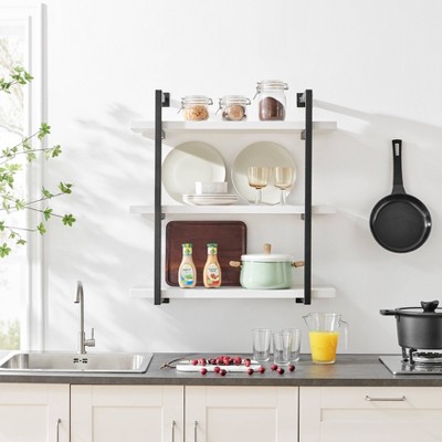 White and Black 3-Tier Industrial Wall Shelf
