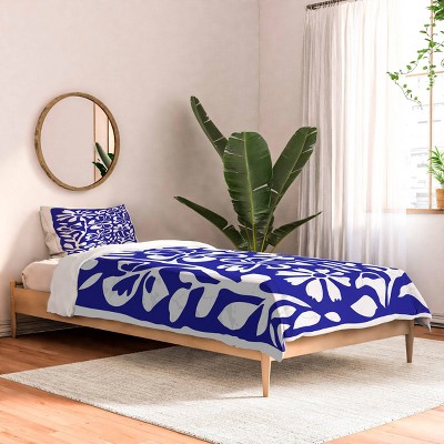 Deny Designs DorisciciArt Indigo Boho Floral Comforter and Pillow Sham Set Blue