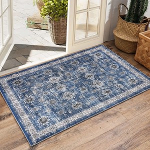 COZONY Vintage Floral Area Rug, Machine Washable Low-Pile Carpet for Living Room and Bedroom - 1 of 4