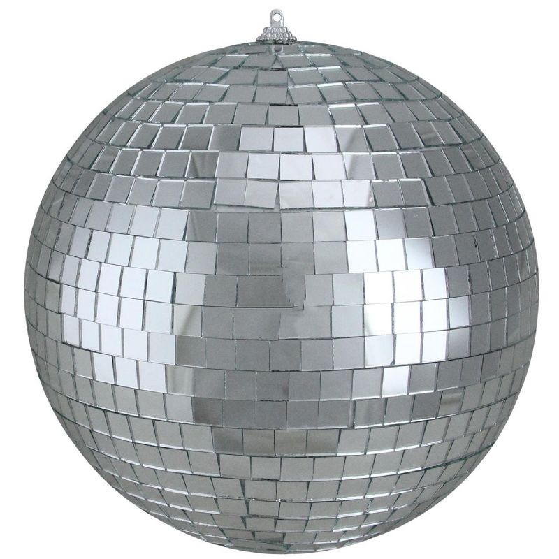 Northlight Shiny Silver Splendor Mirrored Glass Disco Ball Christmas Ornament 8" (200mm), 1 of 3