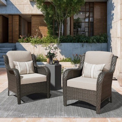 XIZZI Wicker Patio Furniture Set with 3-Seat Sofa, Swivel Rocking Armchairs & Ottomans & Side Table, Modular Sectional Outdoor Conversation Sofa Set