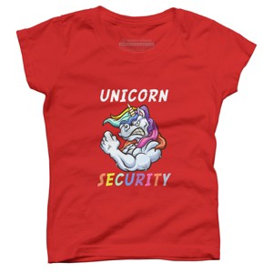 Girl's Design By Humans Halloween Dad Mom Daughter Adult Costume - Unicorn Security By MINHMINH T-Shirt - 1 of 4