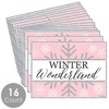 Big Dot of Happiness Pink Winter Wonderland - Party Table Decorations - Holiday Snowflake Birthday Party and Baby Shower Placemats - Set of 16 - 3 of 4