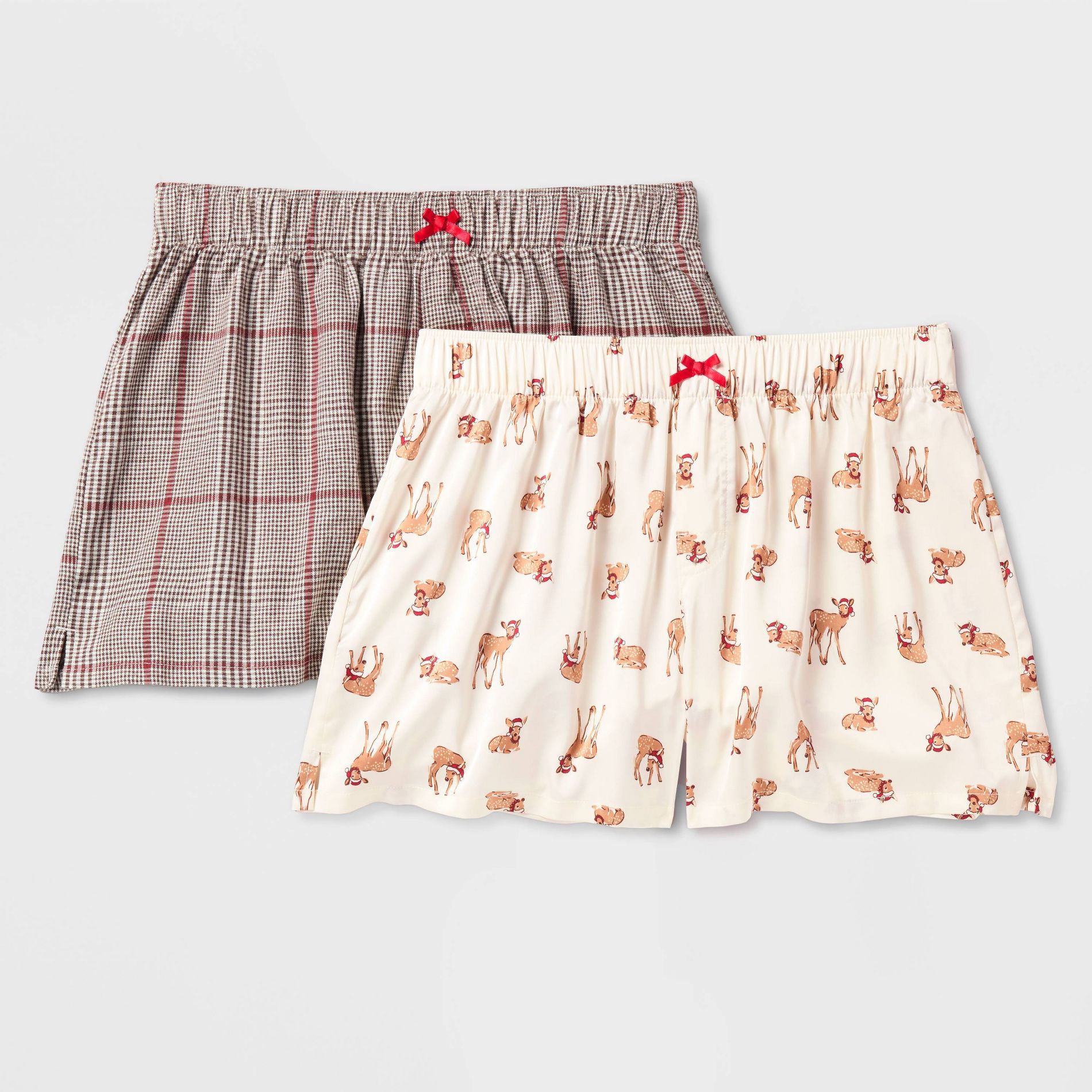 Women's 2pk Flannel and Satin Boxer Pajama Shorts - Wild Fable™
