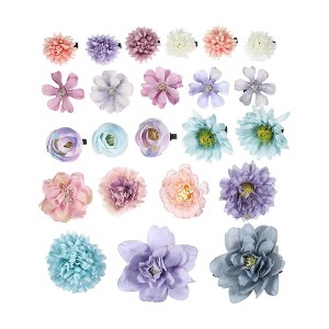 Unique Bargains Women's Fake Flowers Hair Clips Blue Purple 23 Pcs - 1 of 4