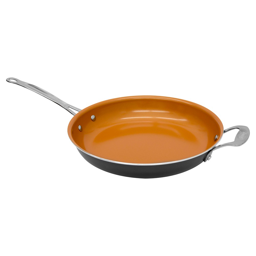 Gotham Steel 12.5” Fry Pan with Ultra Nonstick Titanium and Ceramic Copper Coating with Helper Handle, Dishwasher, Metal Utensil and Oven Safe