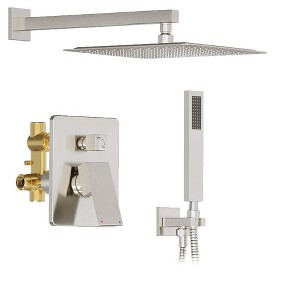 Itopfox Shower System, Brushed Nickel Shower Faucet Set with High Pressure Rain Shower Head, Wall Mounted Shower Trim Kit and Valve - 1 of 4