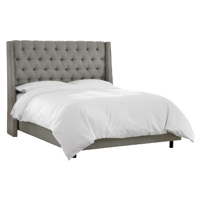 Skyline Furniture Arlette Nail Button Tufted Wingback Bed in Linen