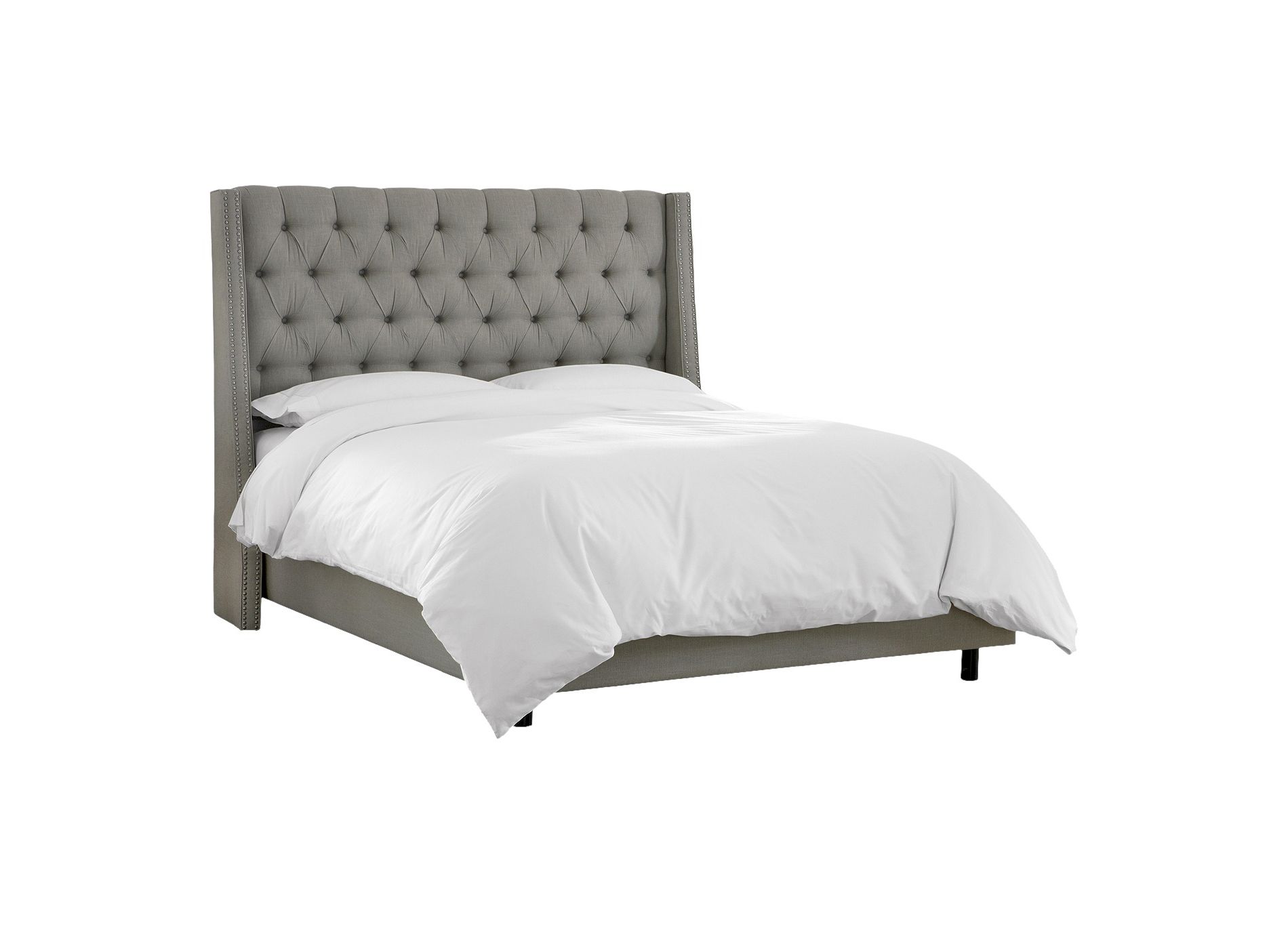 Skyline Furniture Arlette Nail Button Tufted Wingback Bed in Linen