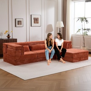 Whisen Modern Compression Loveseat, Convertible Floor Sofa Bed,DIY Boneless Modular Sectional Couch, No Assembly Required - 1 of 4