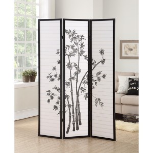 Roundhill Furniture 3-Panel Oriental Shoji Screen/Room Divider, Black - 1 of 4