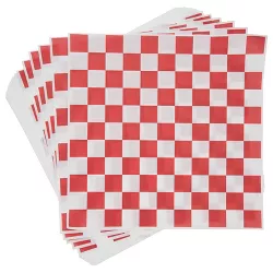 Stockroom Plus 300 Pack Checkered Wax Paper Sheets for Sandwiches, Food Wrapping Paper, Red and White Deli Basket Liner, 12x12 In