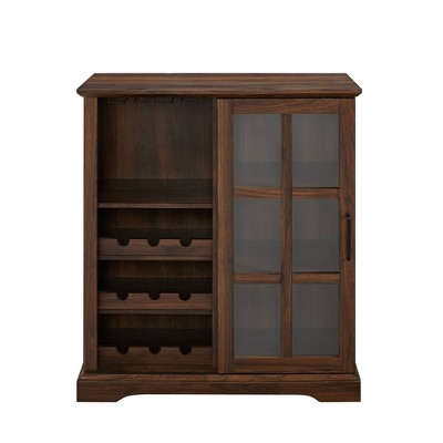Tavern Modern Transitional Sliding Window Pane Door Bar Cabinet - Saracina Home