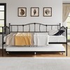 Whizmax Metal Daybed Frame with Trundle Heavy Duty Metal Slats/Mattress Foundation Platform Sofa Bed with Headboard for Bedroom, Twin - 3 of 4