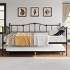 Whizmax Metal Daybed Frame with Trundle Heavy Duty Metal Slats/Mattress Foundation Platform Sofa Bed with Headboard for Bedroom, Twin - image 3 of 4