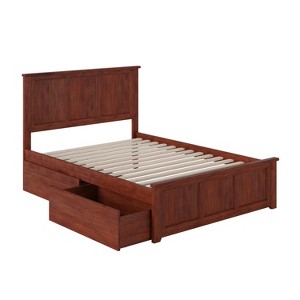 Platform Bed with Footboard & 2 Drawers - Storage Bed Frame - Slatted Support - 1 of 3