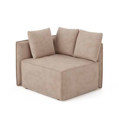 XIZZI Modular Corduroy Sectional Sofa: 5 Sold-Separately Units (Corner, Arms, Ottoman) | Black/Camel | Standard/Large Cushion Options | DIY Friendly