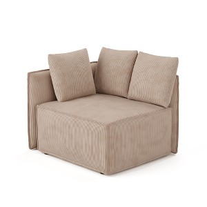 XIZZI Modular Corduroy Sectional Sofa: 5 Sold-Separately Units (Corner, Arms, Ottoman) | Black/Camel | Standard/Large Cushion Options | DIY Friendly - 1 of 4