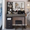 Ridstar 40.2 in. W Large Size Left Bedside Cabinet Vanity Table with Cushioned Stool & Hair Dryer Stand-Black - 3 of 4