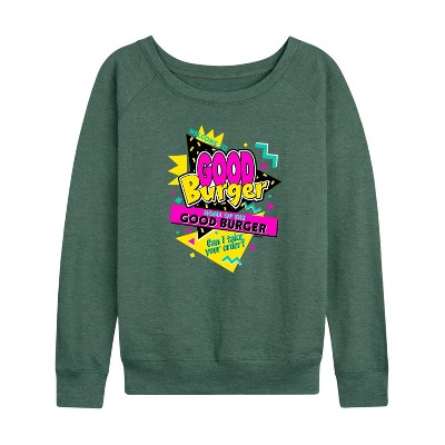 Women's - Good Burger - Home of the Good Burger Lightweight French Terry Wide Neck Long Sleeve Shirt