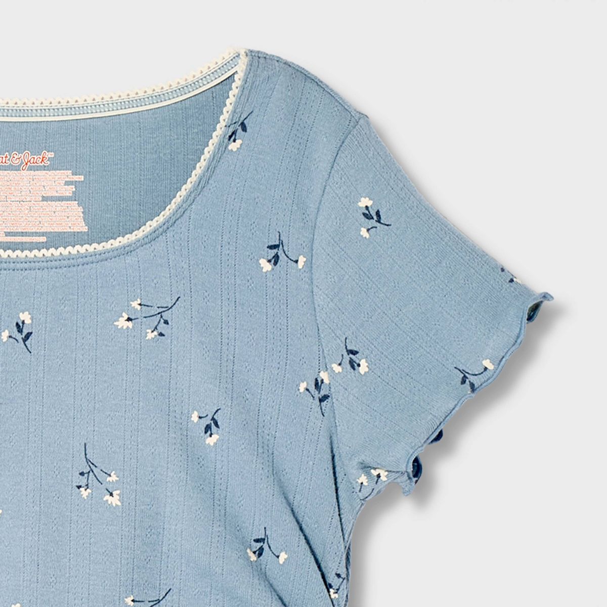 Girls' Short Sleeve Ribbed Floral Dress - Cat & Jack™ - thumbnail 4