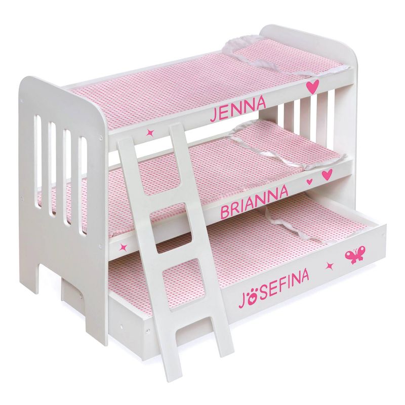 Badger Basket Trundle Doll Bunk Bed with Ladder and Free Personalization Kit - White/Pink, 2 of 8