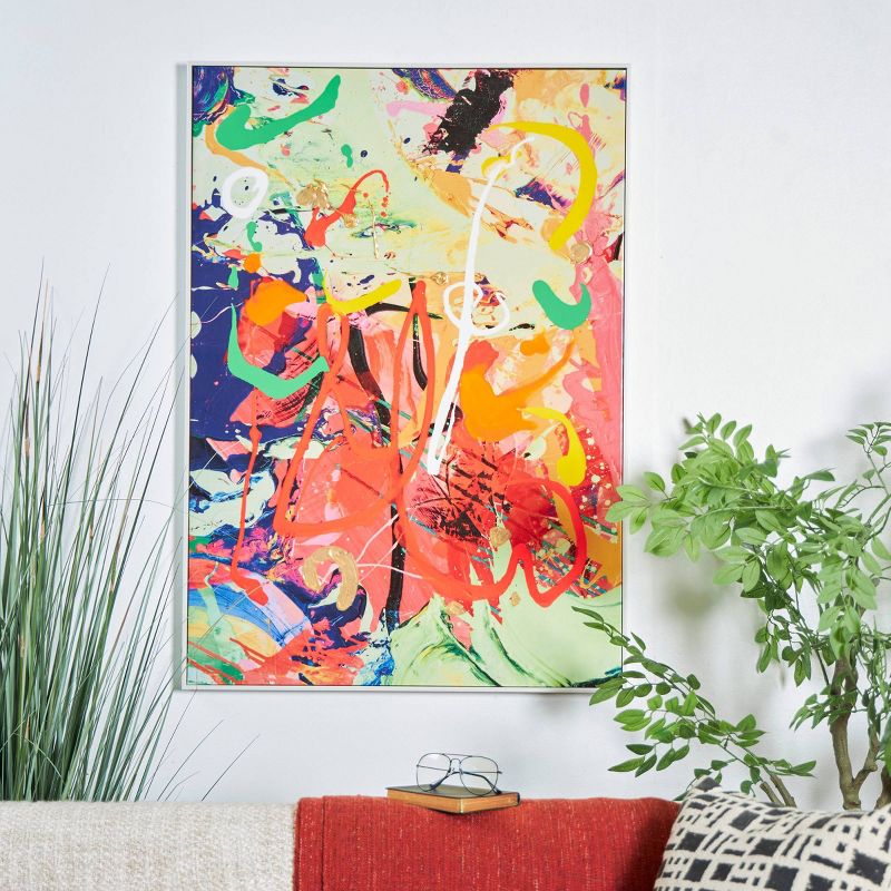 40"x28" Canvas Abstract Paint Splatter Wall Art with White Frame - CosmoLiving by Cosmopolitan, 2 of 8