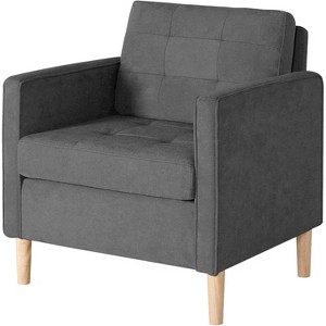 Decor Linen Comfy Round Arms Chair for Living Room, Reading Leisure Chair with High Back for Living Room Bedroom Waiting Room, Grey - 1 of 4