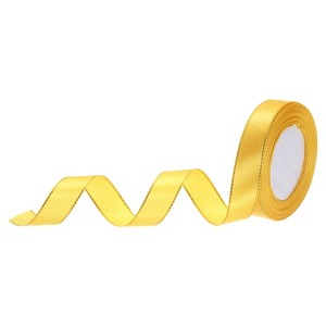Unique Bargains Double Face Wide Satin Ribbon with Gold Edges for Wedding Bouquet - 1 of 4