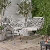 Modern Outdoor Patio PE Rattan Woven Dining Arm Chairs Set of 2,Metal Frame Outdoor Club Armchairs,Fabric Upholstered Kitchen Chair-Coolbibila - 2 of 4