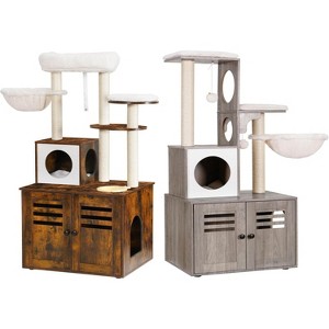 Heybly Wood Litter Box Enclosure Cat Tree - 1 of 3