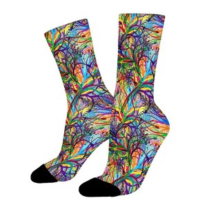 Abstract Seamless Women Printed Crew Socks Funny Funky Socks Soft Polyester Novelty Gifts for Artists Men - 1 of 1