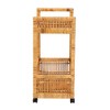bali & pari Genet Modern Bohemian Natural Brown Rattan and Teak Wood 2-Tier Kitchen Cart - 4 of 4