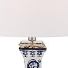 Barnes and Ivy Iris Vintage Style Table Lamp 28" Tall Blue White Floral Geneva with Table Top Dimmer White Drum for Bedroom Living Room Bedside Office - 3 of 4