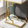 SEVOBAL End Tables C Shaped Side Table Two Tier Storage with Faux Marble Top for Living Room Bedroom , White Gold, 14.17"*28.54"*6.3" - 4 of 4