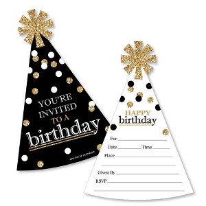 Big Dot of Happiness Adult Happy Birthday - Gold - Shaped Fill-in Invitations - Birthday Party Invitation Cards with Envelopes - Set of 12 - 1 of 4