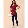 cheibear Women's Casual Round Neck Short Sleeve Maternity Loungewear T-Shirt - 3 of 4