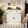 Fredees Buffet Sideboard with Storage, Farmhouse Coffee Bar Cabinet with Drawers & LED Lights for Kitchen, Living & Dining - 3 of 4