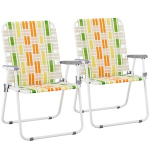 KTMBDW Patio Lawn Webbed Folding Chairs Set of 2, Outdoor Beach Portable Lawn Chair Camping Chair Beach Chair for Yard, Garden Dining - 1 of 4