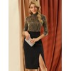 INSPIRE CHIC Women's Party Glitter 3/4 Sleeve Stand Up Neck Shiny Striped Metallic Blouse - 3 of 4