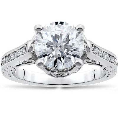Pompeii3 Certified 2 1/3Ct Diamond Engagement Ring 14k White Gold Lab Created