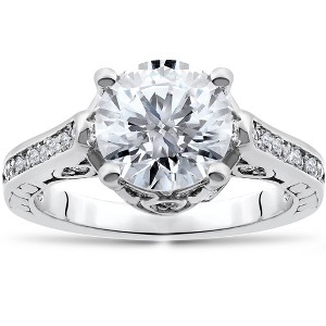 Pompeii3 Certified 2 1/3Ct Diamond Engagement Ring 14k White Gold Lab Created - 1 of 4
