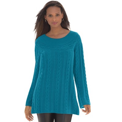 Jessica London Women's Plus Size Cable Sweater Tunic