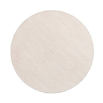 Whitewash Solid Wood Round Coffee Table with X-Frame Base