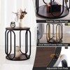 Bekrvio 19.7" Round Wood End Table, 2-Tier Industrial Side Table with Metal Frame - 4 of 4