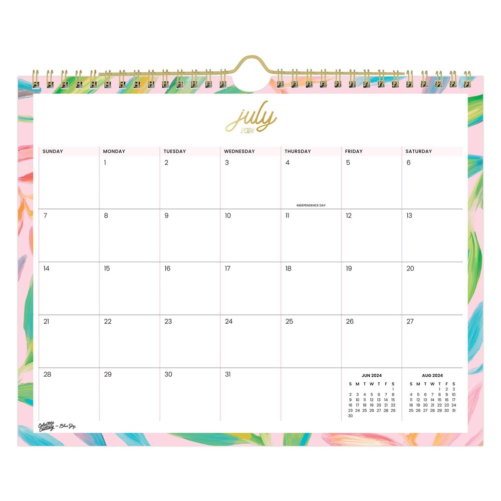 Color Me Courtney for Blue Sky June 2024-July 2025 Monthly Wall Calendar 11x8.75 Aloha Pink