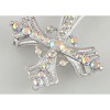 Anna-Kaci Silvery Tone Religious Cross Brooch Sparkling Aquamarine Blue or Victorian Clear Crystal Rhinestones - 4 of 4
