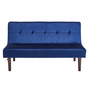 Foldable Fashion Sofa Bed High End Flannel Fabric Back Adjustable Sofa Recliner Futon, Suitable for Living Room Bedroom Office (Blue)