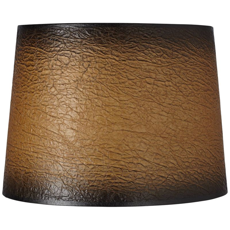 Springcrest Collection Set of 2 Drum Lamp Shades Distressed Crackle Medium 13" Top x 15" Bottom x 10" Slant Spider Replacement Harp and Finial Fitting, 3 of 8
